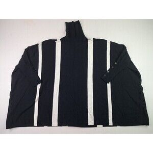 ALFANI Women's Black/White Stripe Turtleneck Poncho Size PL